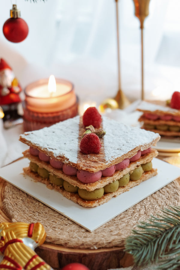 X'mas Pistachio Raspberry Mille Feuille