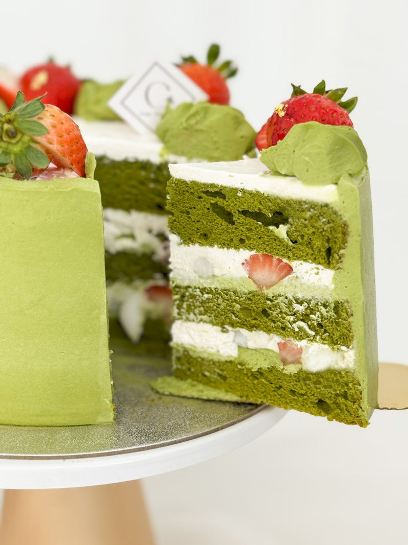 Matcha Strawberry Mochi Cotton Cake