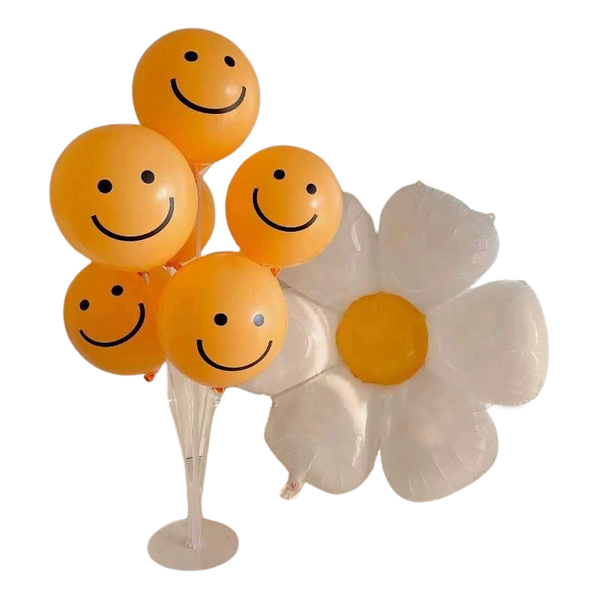 Smiley Face + Flower Balloons